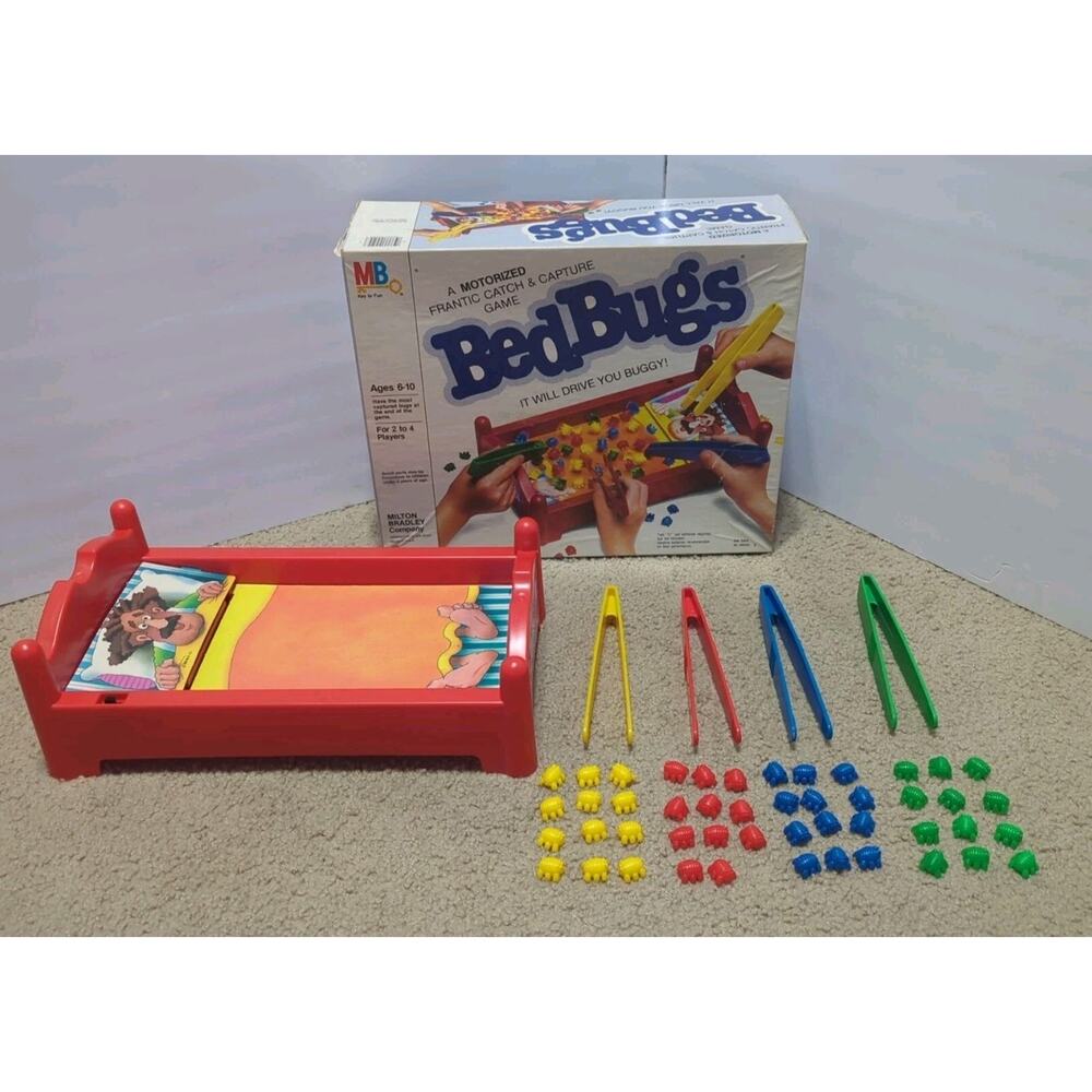 Vintage BED BUGS vibrating board game Milton Bradley 1985